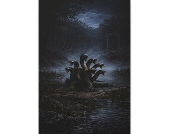 Hydra Canvas Wall Art Greek Mythology Decor Dark Fantasy Serpent Mythical Creature Cinematic Wall Art
