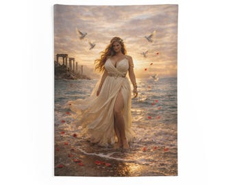 Aphrodite Tapestry Wall Hanging, Greek Goddess Wall Art, Mythology Decor, Romantic Bedroom Decor, Feminine Aesthetic, Large Wall Tapestry