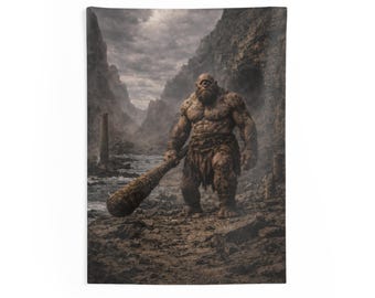 Cyclops Wall Tapestry, Greek Mythology Wall Art, Giant Monster Decor, Dark Fantasy Wall Hanging, Gothic Mythology Bedroom Decor