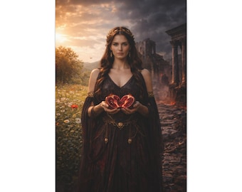 Persephone Greek Goddess Canvas Wall Art Mythology Decor Queen of the Underworld Spring Dark Fantasy Art