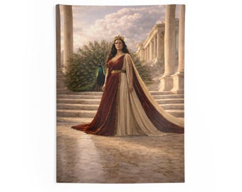 Hera Tapestry Wall Hanging, Greek Goddess Wall Art, Queen of Olympus Decor, Mythology Wall Decor, Elegant Bedroom Decor, Feminine Wall Art