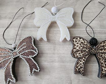 Glitzy rhinestone glitter bow scented car freshner