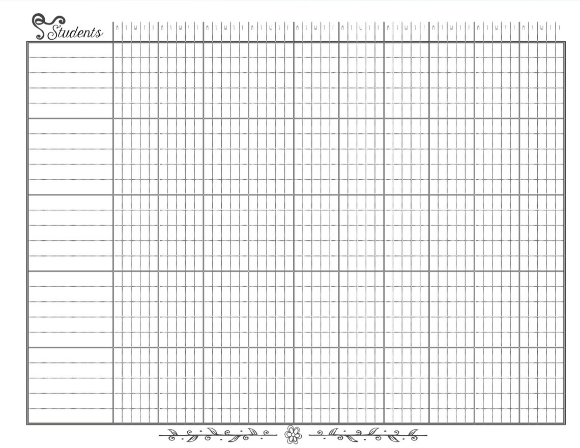 Attendance Sheet landscape Download | Etsy