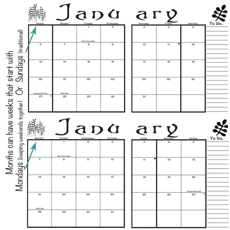 Calendar Planner Book Etsy