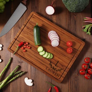 Personalized Cutting Board Wedding Gift | Bamboo Charcuterie Board | Unique Christmas Gift | Bridal Shower | Engraved Engagement Present