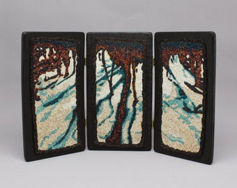 Winter Woods...Free Motion Machine Embroidery, Triptych