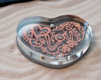 Original, LOVE Paper Cutting - Displayed in Acrylic Paper Weight Frame