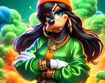 Girl Goofy, vibrant goofy, stylish goofy, digital design, jpg, png