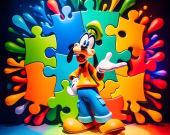 Autism theme goofy, puzzle goofy, goofy, jpg, sublimation, vibrant goofy