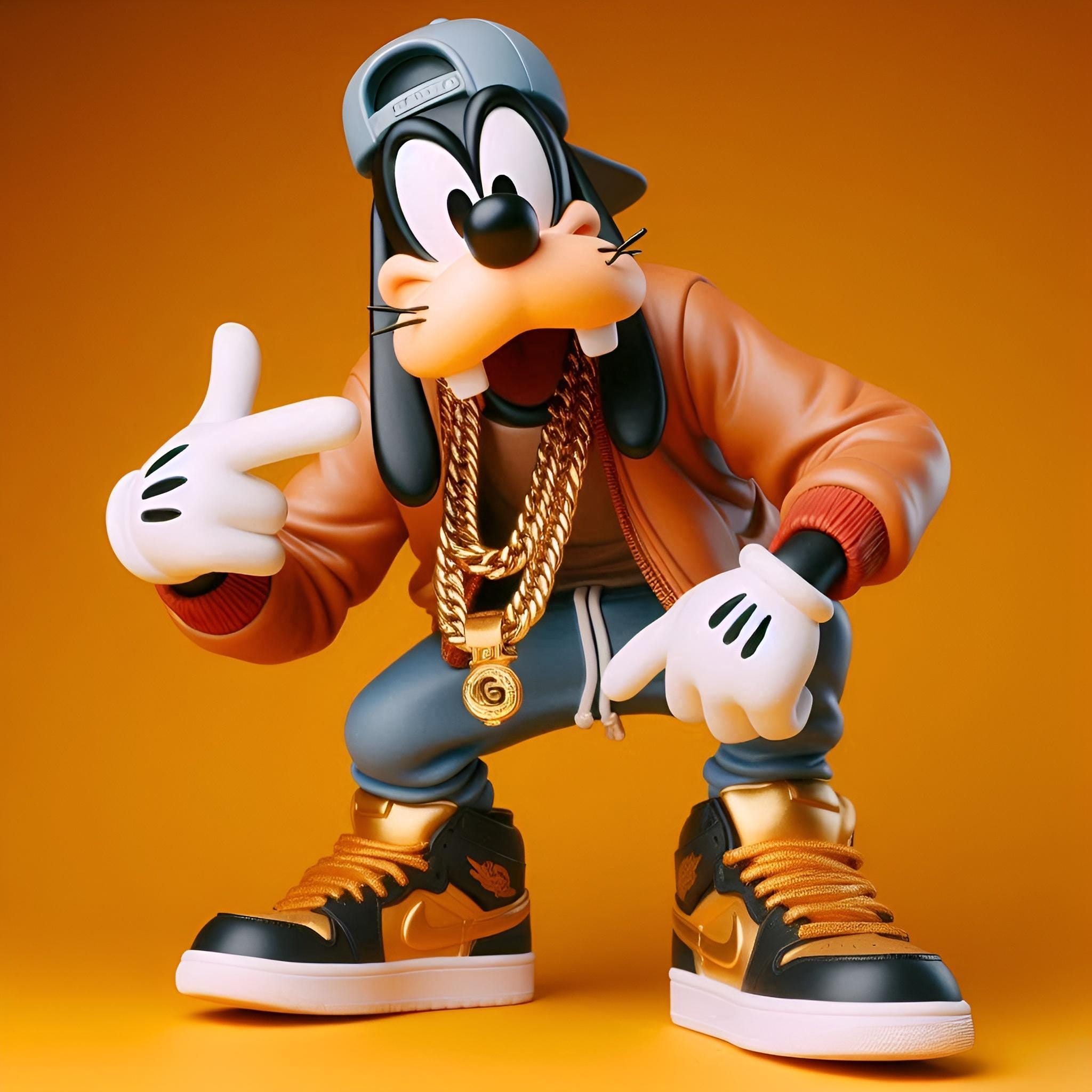 Stylish Goofy, Hip Hop Goofy, Streetwear Goofy, Gold Chain Goofy