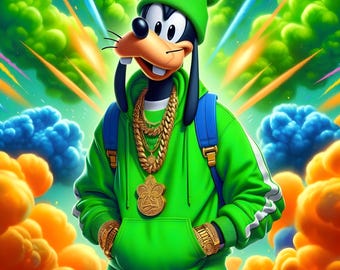Hip Hop Goofy, stylish goofy, cute dog, vibrant, png, jpg, sublimation