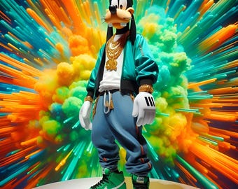 Stylish Goofy, hip hop goofy, color explosion goofy, vibrant goofy, sublimation, digital design, transparent