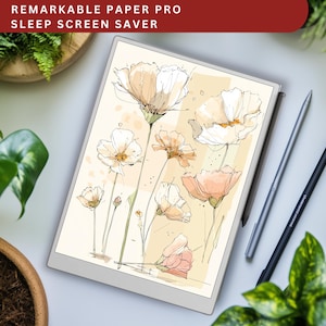 Remarkable Paper Pro Sleep Screen, Watercolor Floral Cover Templates, Digital Art, Unique Gifts for E-Ink Epaper Tablets