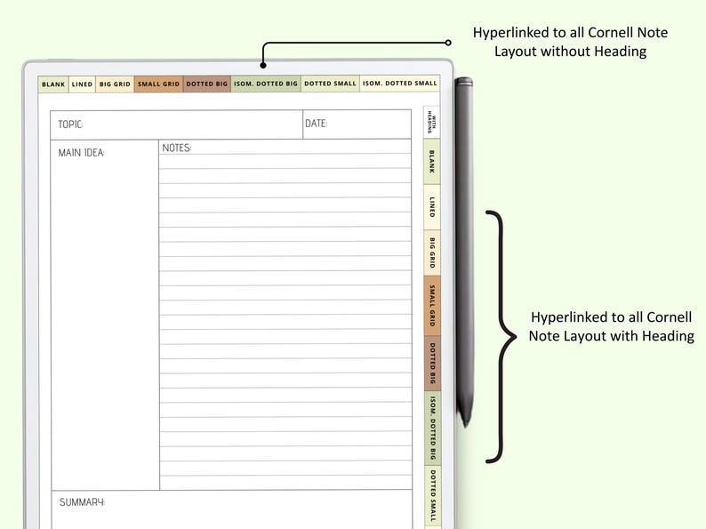 Cornell Notes Template for Remarkable Paper Pro (PDF) - Etsy