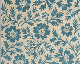 Hand Tufted Floral Rug – Blue Scandinavian Botanical Carpet