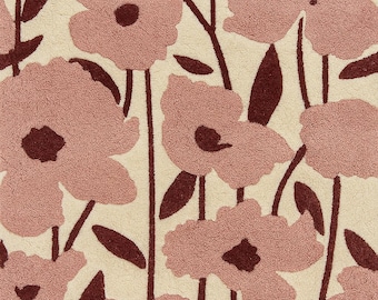 Hand Tufted Wool Floral Rug – Pink & Burgundy Flower Carpet