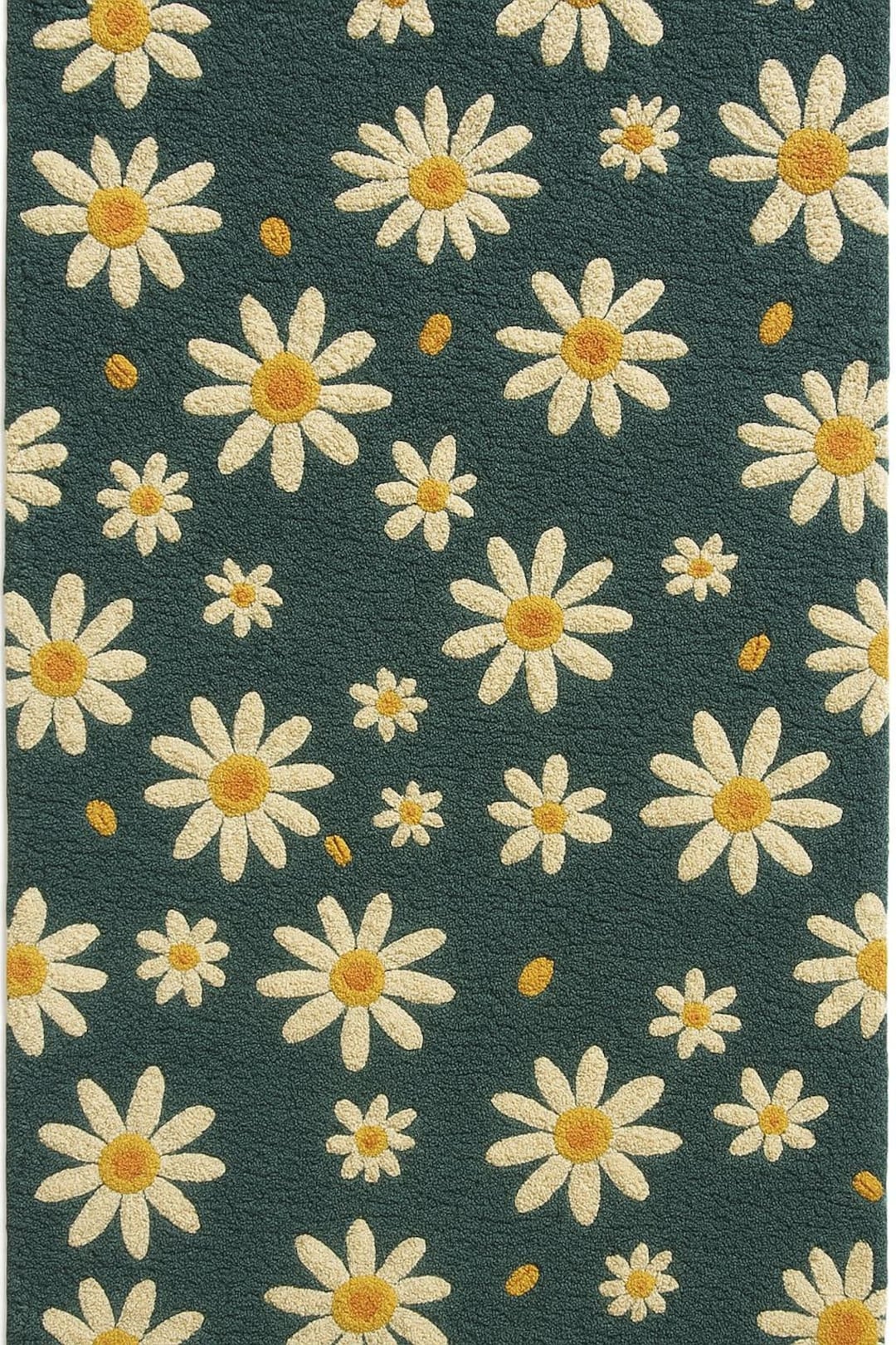 Hand-tufted Daisy Bloom Rug – Teal With White & Golden Accents - Etsy