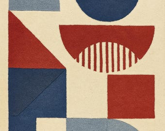 Hand-Tufted Wool Rug | Mid-Century Modern Geometric Design