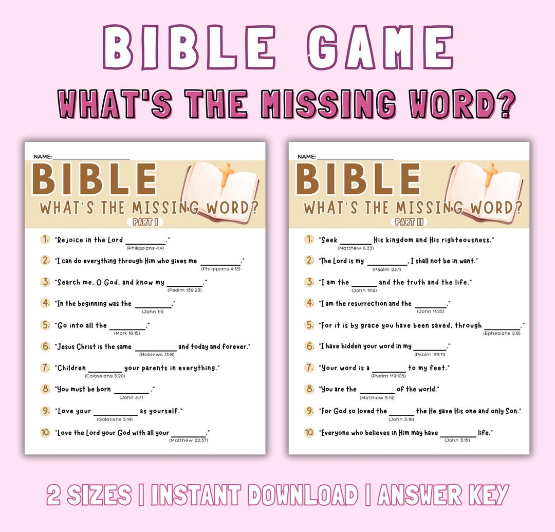 Whats The Missing Word Bible Game Fun Church Activity For Bible Study Whats the missing word bible game fun church activity for bible study