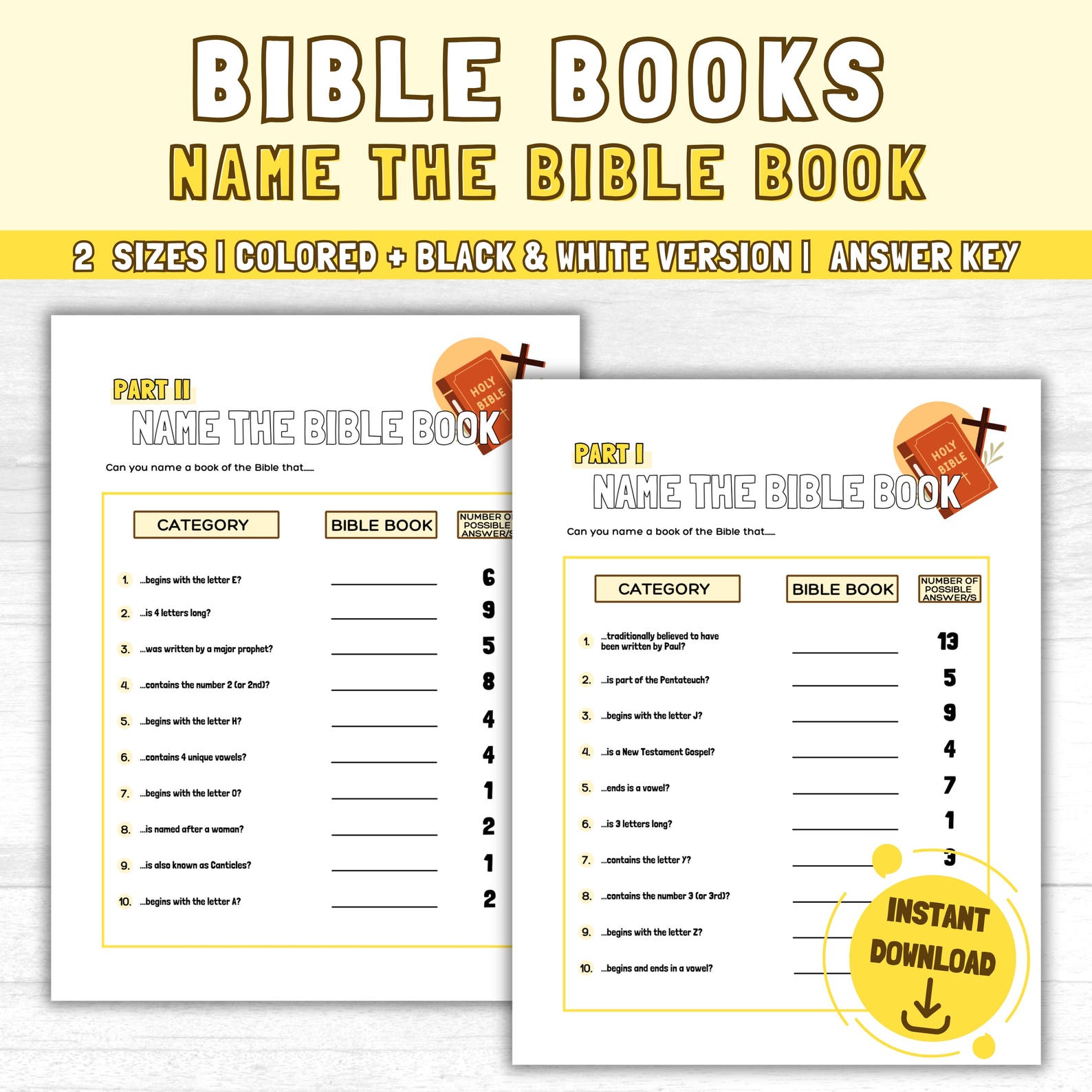 Books of the Bible Printable: Name the Bible Book, Old and New ...