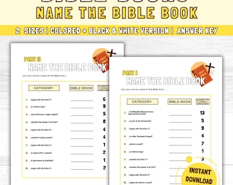 Books of the Bible Printable: Name the Bible Book, Old and New Testament, Sunday School Bible Games, Kids Bible Activity, Youth Group Games