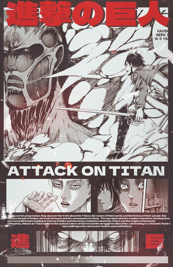 Attack on Titan High Quality Anime Poster, Anime Poster Wall Art