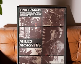 Spiderman Miles Morales Poster, Spiderman Gaming Poster, Spiderman Wall Art, College Dorm Poster, Miles Morales Wall Art