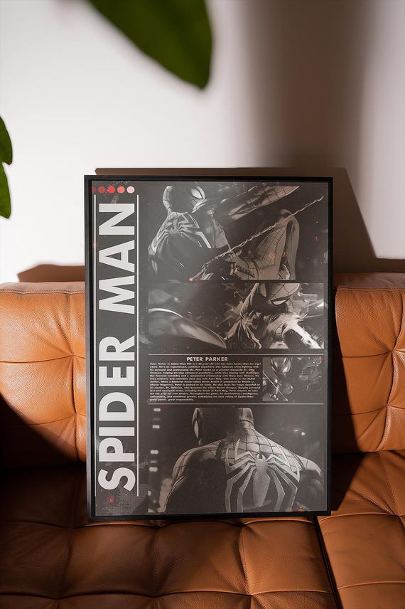 Spider Man Poster, Spiderman PS4 Poster, Spiderman Wall Art, Peter Parker Gaming Poster