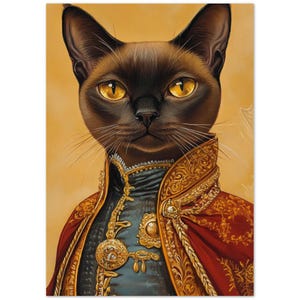 Biglietto di auguri con gatto birmano, confezione da 10, arte asiatica sui gatti, biglietto unico per amanti dei gatti, biglietto di auguri con gatto elegante, gatto birmano in abiti tradizionali