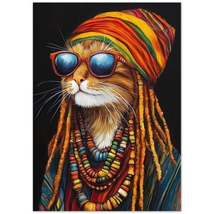 Cartes postales chat rastafari - Lot de 10