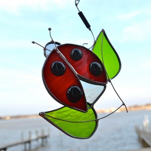 Ladybug Beetle Stained Glass Suncatcher