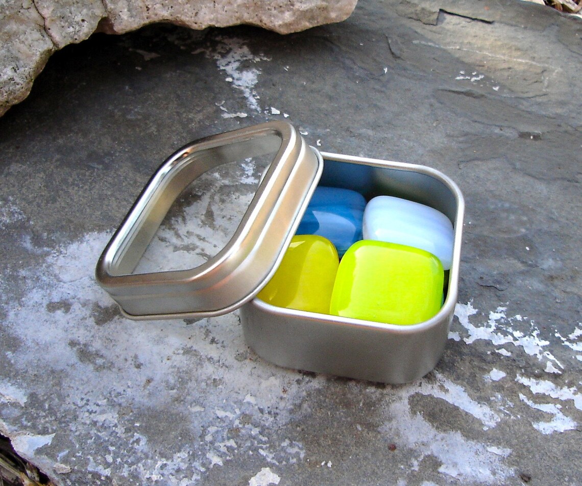 Flower Garden Fused Glass set of 9 With Tin Etsy