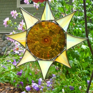 Rondel Sun Shine Stained Glass Suncatcher- (a true SUN-catcher) Celestial Sky Star Sunshine