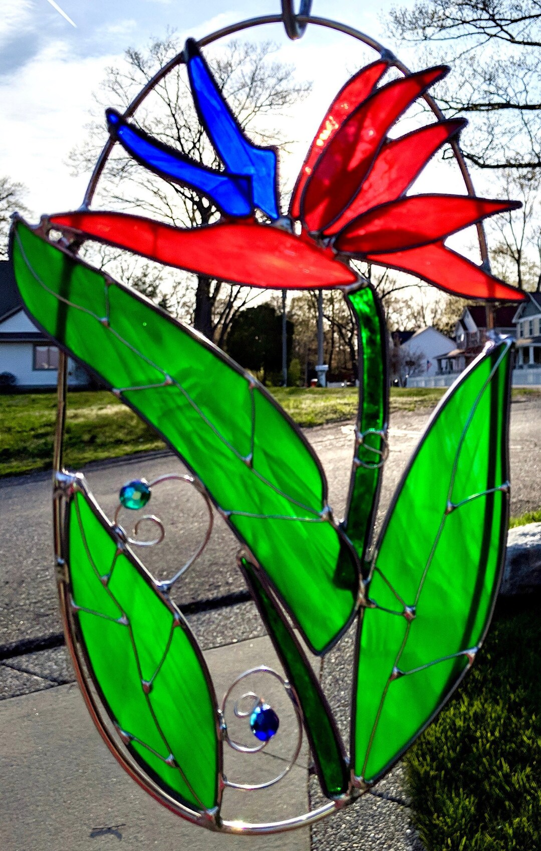 Bird of Paradise Stained Glass Flower Suncatcher Garden Friend Tropical ...