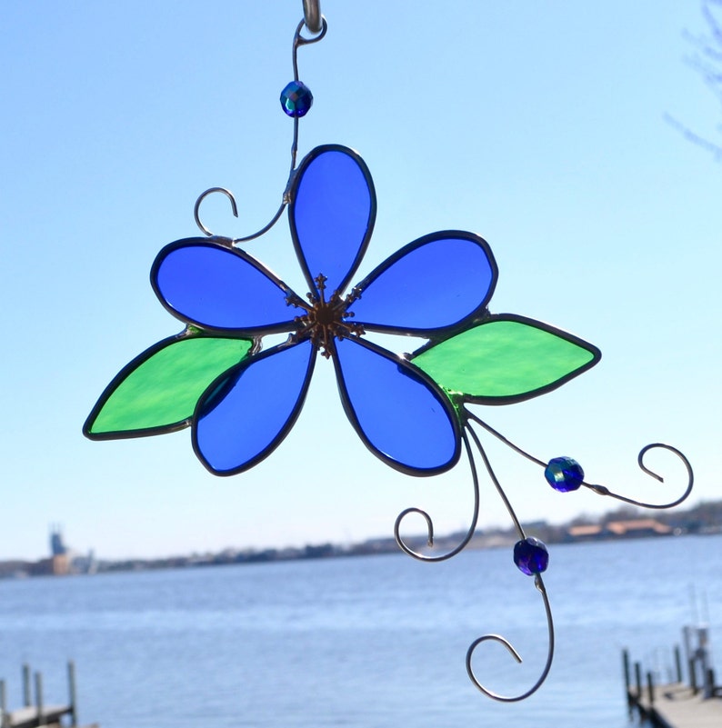 Woodland Violet Stained Glass Suncatcher Spring Flower Art Etsy