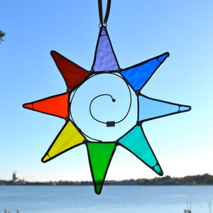 Rainbow Sun Stained Glass Suncatcher star celestial