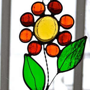 Funky Orange Red Flower Suncatcher