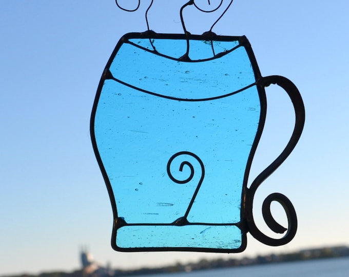 Cup of Jo Stained Glass Suncatcher in Blue Etsy