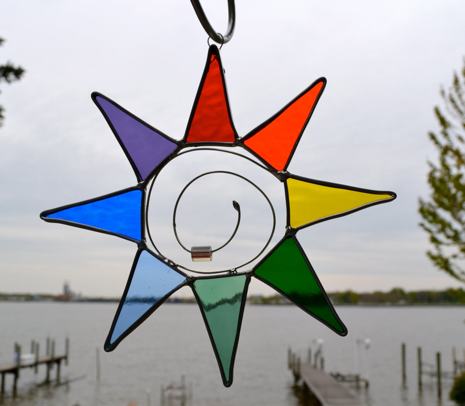 Rainbow Sun Stained Glass Suncatcher Star Celestial Etsy