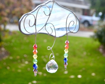 Rainbows after the Storm - Brighter Days Stained Glass Suncatcher Glass Prism Free USA Shipping