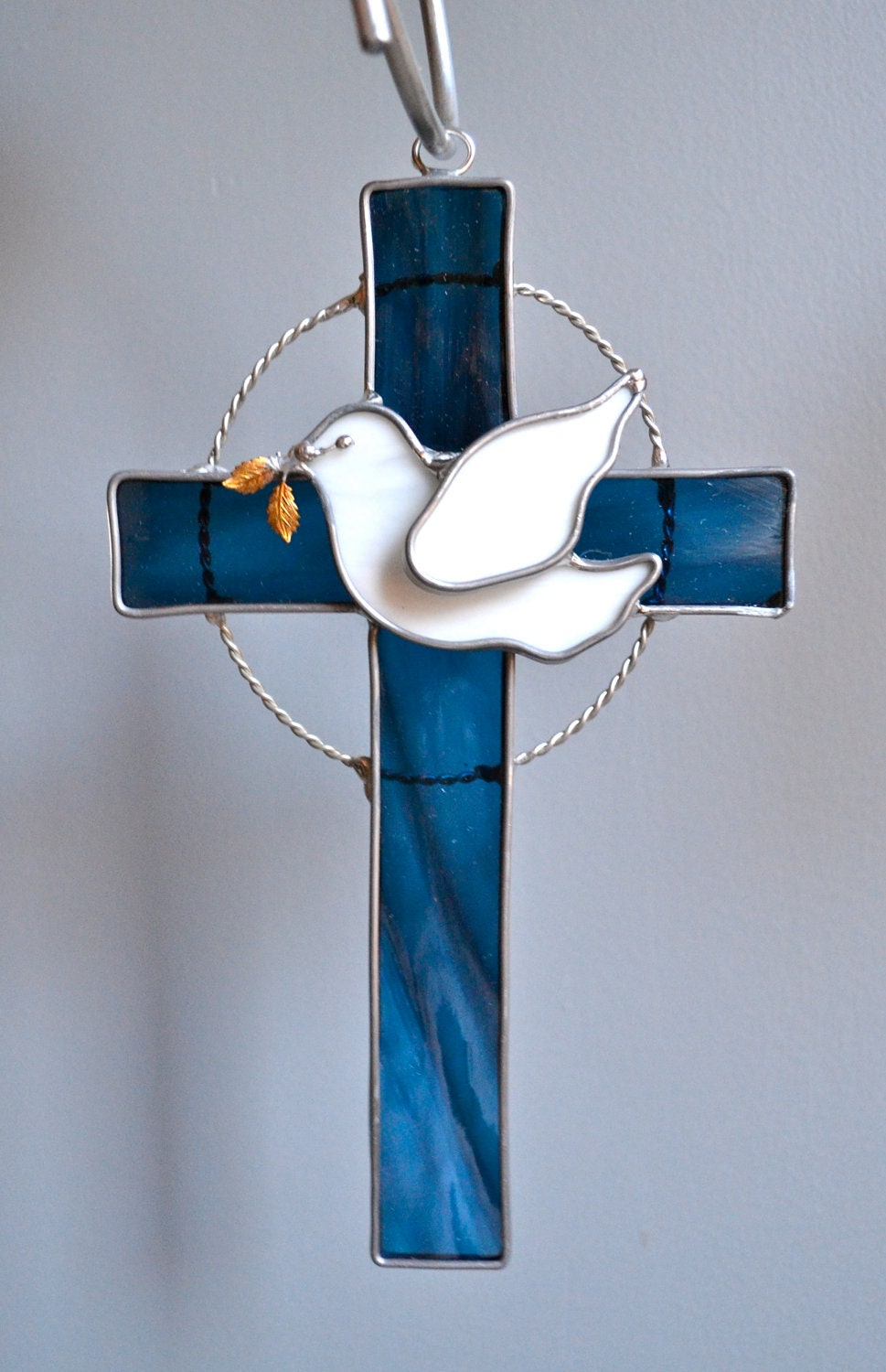 Dove With Cross Stained Glass You Pick the Color - Etsy
