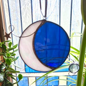 Crescent Moon Phases of the Moon Stained Glass Suncatcher