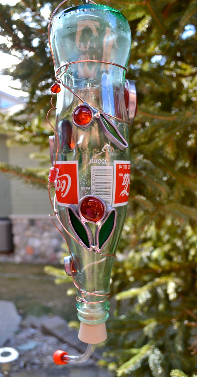 Trash to Treasure Hummingbird Feeder from Recycled Coca Cola | Etsy