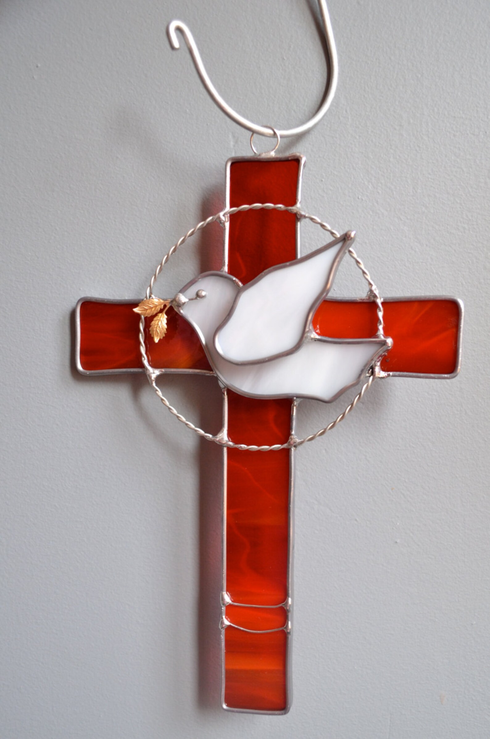 Dove With Cross Stained Glass You Pick the Color - Etsy