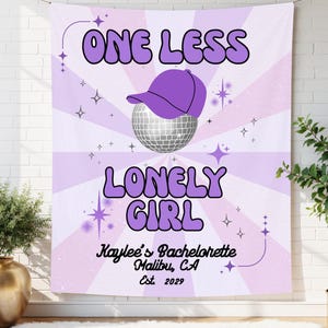 Justin Bieber Inspired One Less Lonely Girl Bachelorette Party Backdrop Photo Prop Banner Disco Ball Theme Sign Custom Wall Tapestry Event