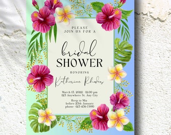 EDITABLE Bridal Shower Invitation for Hawaiian Themed Bridal Shower Luau themed Tropical Hawaiian Bridal Shower digital download template