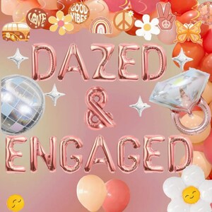 Dazed and Engaged Bachelorette Decoration Background for Dazed and Engaged Theme Bach Party Disco Photo Backdrop Retro Bachelorette Party