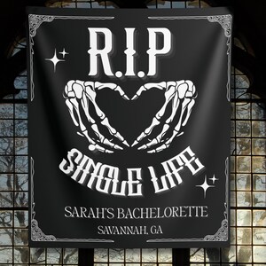 Toile de fond EVJF gothique thème EVJF, décoration jusqu'à ce que la mort nous sépare, bannière RIP signe de toile de fond fête célibataire