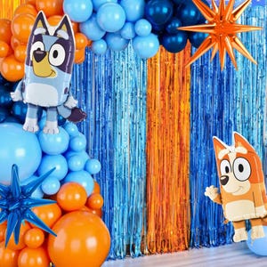 Bluey Balloon Arch Backdrop Party Decor for Blue Dog Theme Kid Birthday Party Blue and Orange Balloon Decoration Bingo Party Balloon Kit