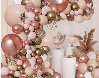 Bridal Shower Balloon Arch Kit Rose Gold Balloon Garland for baby shower Gold Confetti Party Balloon for Birthday Party Pink Decoration